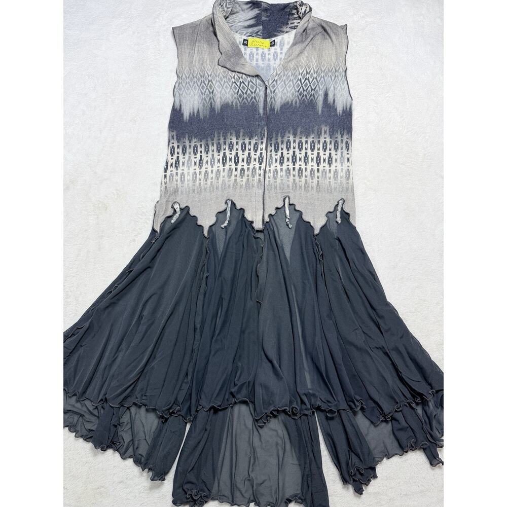 Giselle Shepatin Dress Sz Sm Gray Mesh Layered Sharkbite Art to Wear Whimsy Goth